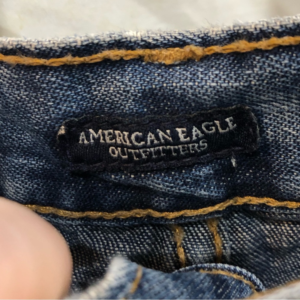 VINTAGE Y2K American Eagle Outfitters Frayed Denim Jean Mini Skirt - Picture 2 of 5